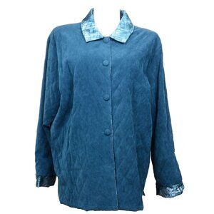 NWT Christine Thomson Modern Quilted Shirt Jacket Dark Teal Plus Size 2X Resort